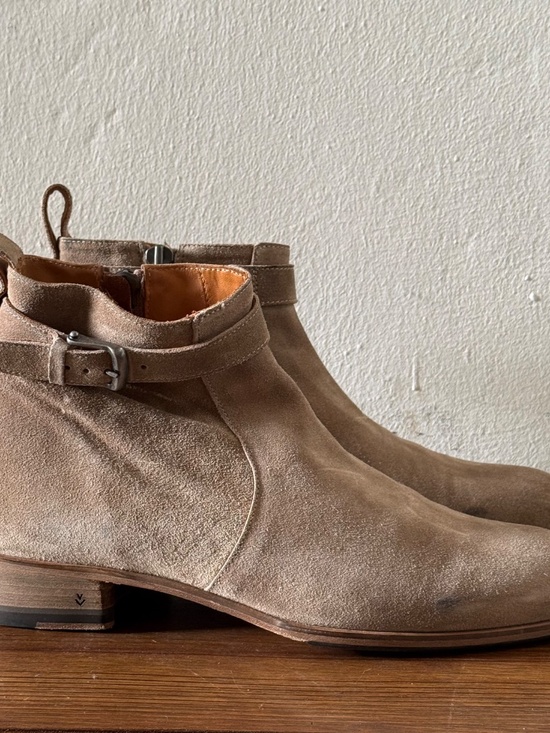 John Varvatos Suede Jodhpur Ankle Boots Men\'s Size 11 Taupe Side Zip Buckle Boot main image 9